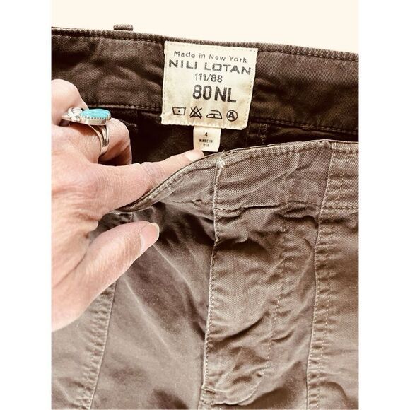 NILI LOTAN  Cotton Cropped French Military Pant Brown Ankle Zip Jogger Size 4 - Picture 6 of 15